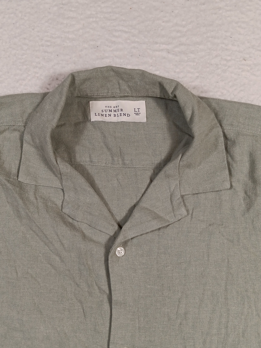 Abercrombie & Fitch Shirt Mens LT Large Tall Green Summer Linen Blend Camp - Picture 4 of 8